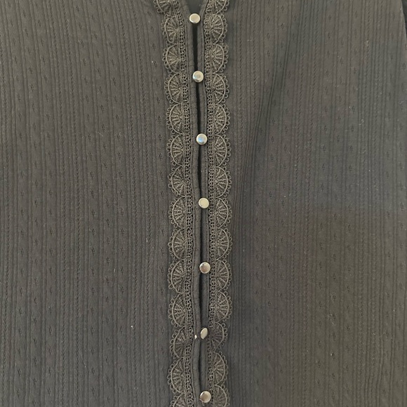 Sezane Black Lace Tee M - Picture 2 of 4
